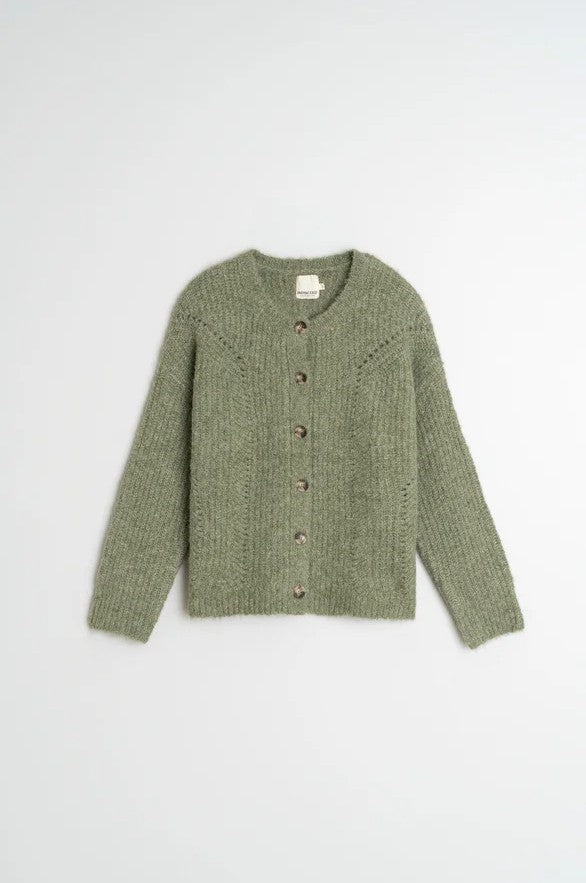Chunky knitted cardigan in Green | Indi & Cold