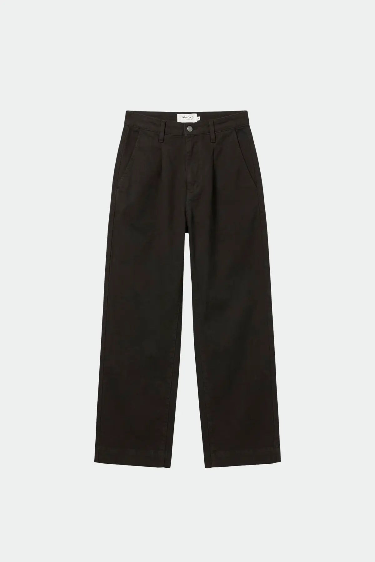 Indi & Cold Relaxed Wide-Leg Cotton Twill Pants in Brown