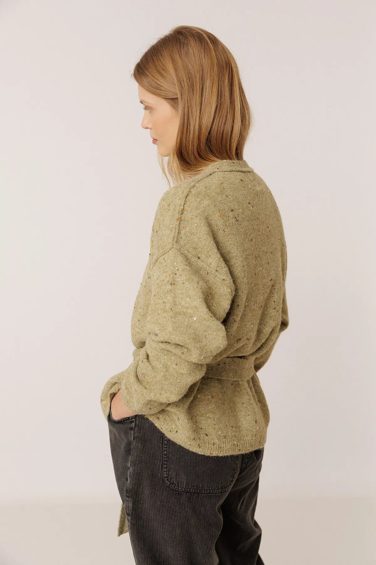 Indi & Cold Knitwear Cardigan in Khaki