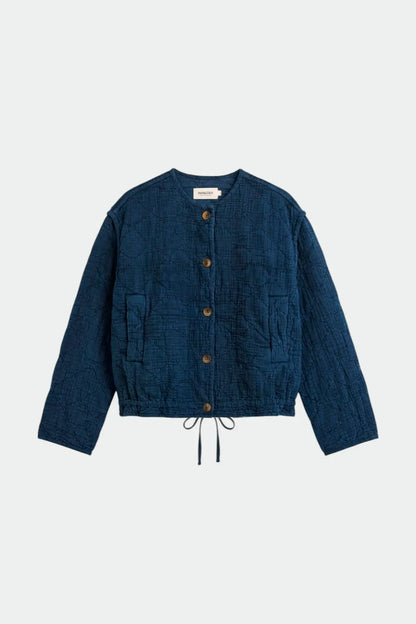 Indi & Cold Quilted Cotton-Gauze Jacket in Indigo Blue