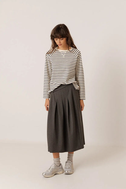 Indi & Cold Striped Long Sleeve Sweatshirt in Marine Blue