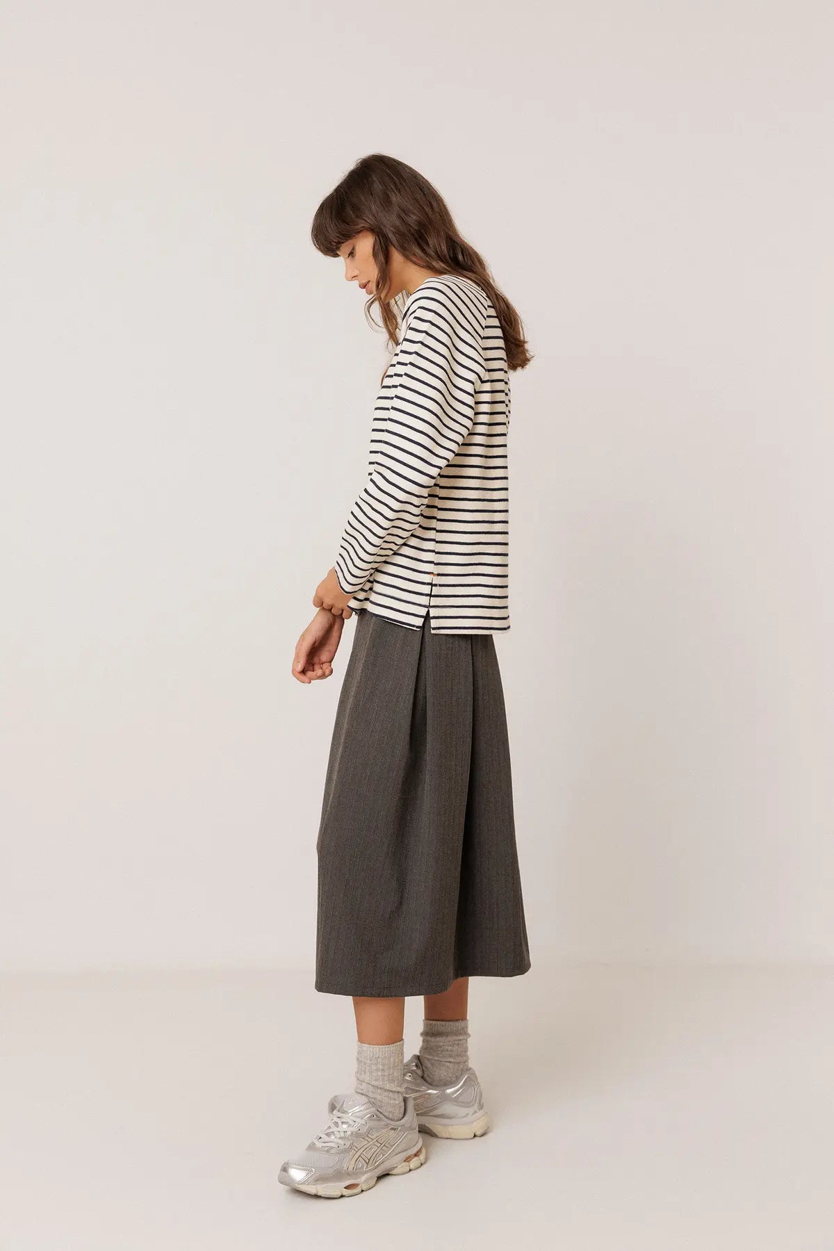 Indi & Cold Striped Long Sleeve Sweatshirt in Marine Blue