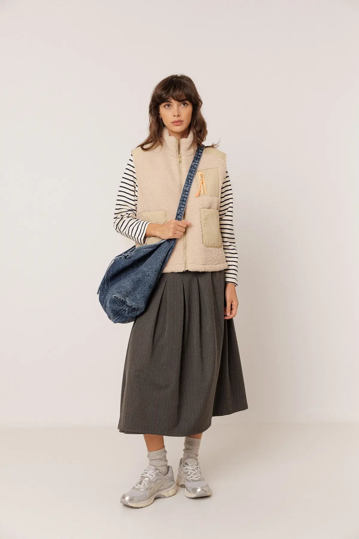 Indi & Cold Striped Long Sleeve Sweatshirt in Marine Blue