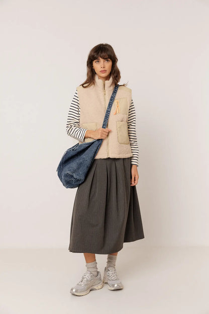 Indi & Cold Striped Long Sleeve Sweatshirt in Marine Blue