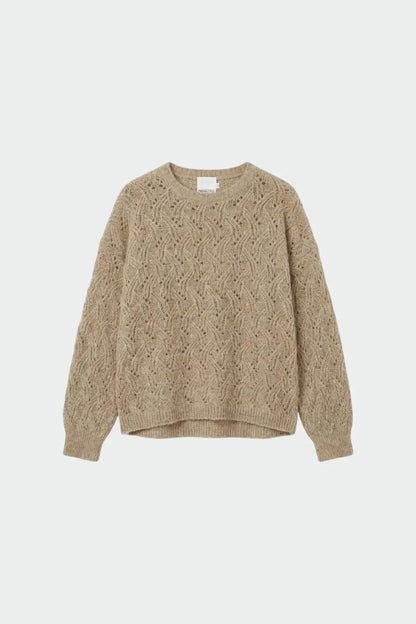 Indi & Cold Knitted Sweater with Ajour Pattern in Stone