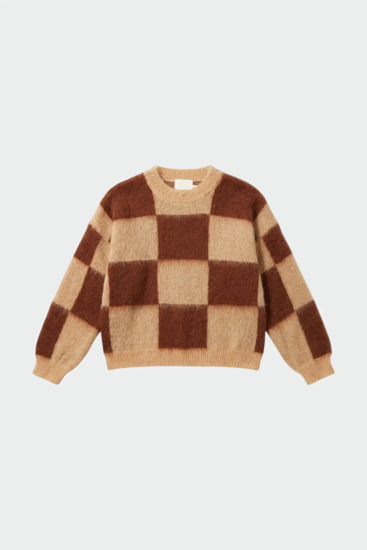 Indi & Cold Knitted Sweater with Block Pattern in Sienna