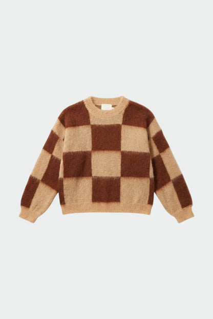 Indi & Cold Knitted Sweater with Block Pattern in Sienna