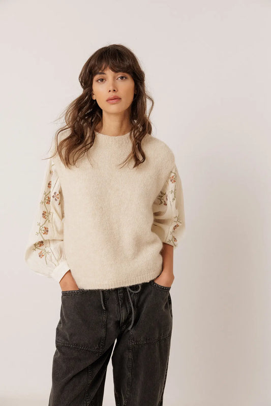 Indi & Cold Sleeveless Knit Vest in Ecru