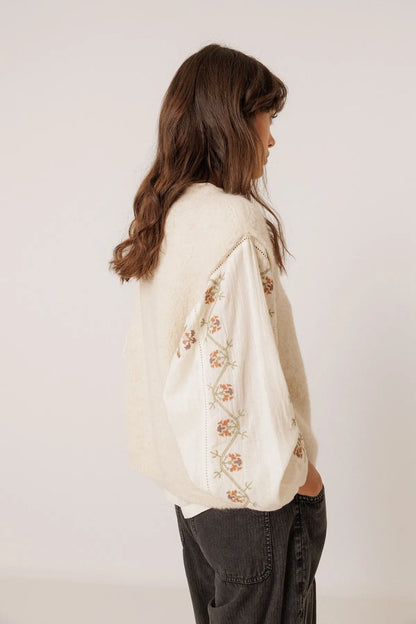Indi & Cold Sleeveless Knit Vest in Ecru