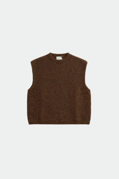 Indi & Cold Sleeveless Knit Vest in Brown