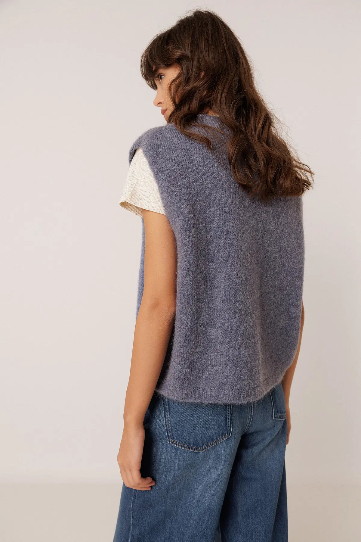 Indi & Cold Sleeveless Knit Vest in Blue