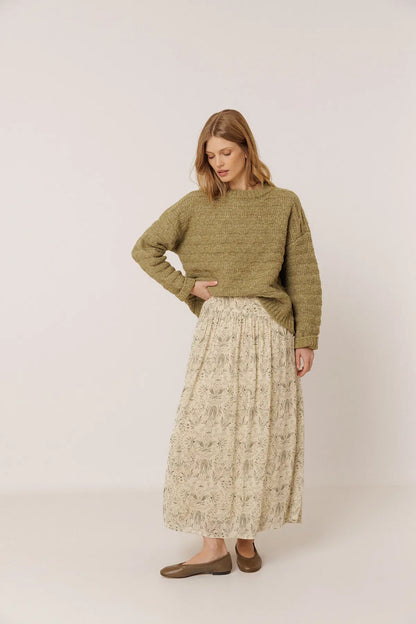 Indi & Cold Textured Knit Sweater in Green