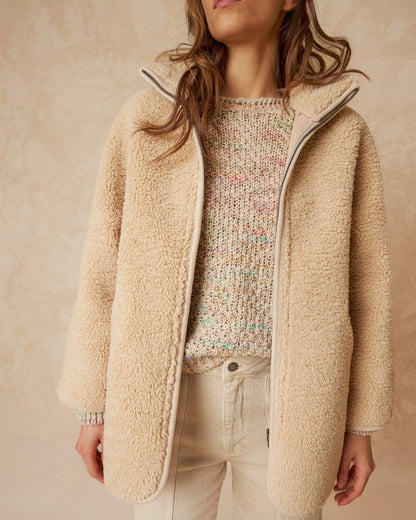 Resersible teddy jacket in Beige | Indi & Cold