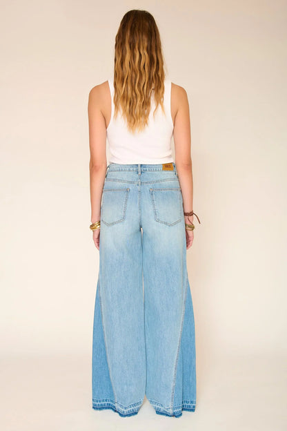 MKT Studio Pamelita High-Waist Wide Flare Jeans in Blue