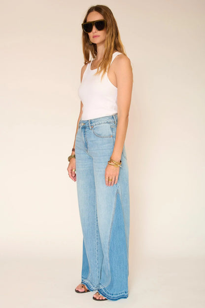 MKT Studio Pamelita High-Waist Wide Flare Jeans in Blue