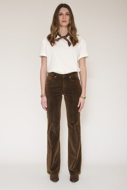 MKT Studio Harley Cotton-Suede Flared Pants in Brown