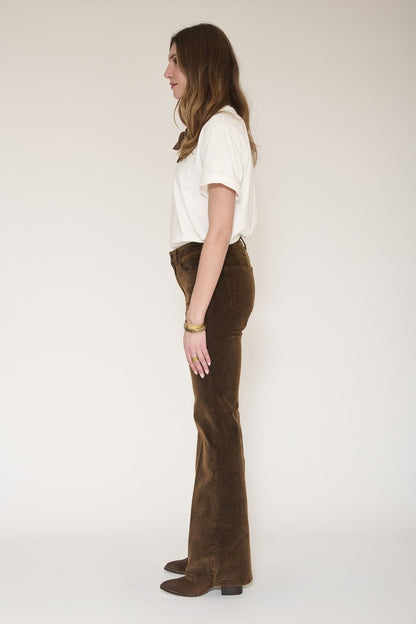 MKT Studio Harley Cotton-Suede Flared Pants in Brown