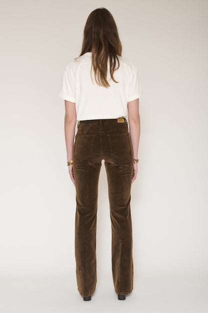 MKT Studio Harley Cotton-Suede Flared Pants in Brown
