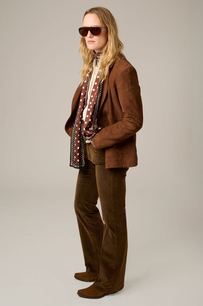MKT Studio Harley Cotton-Suede Flared Pants in Brown