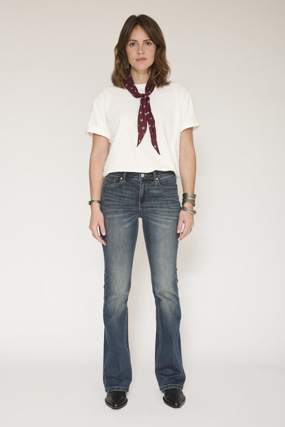 MKT Studio Harley Wilson Texas-Wash Flared Jeans in Blue