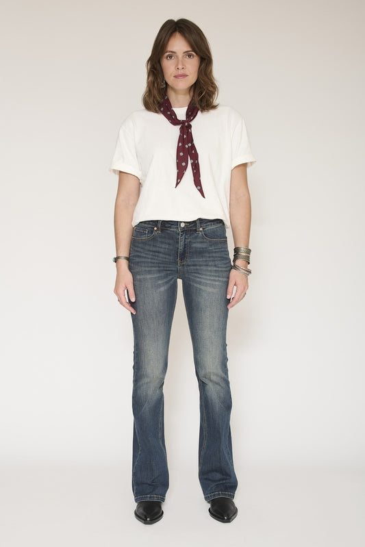 MKT Studio Harley Wilson Texas-Wash Flared Jeans in Blue