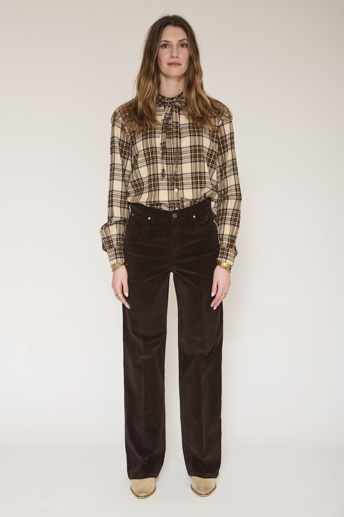 MKT Studio Jagger Velvet Straight Corduroy Pants in Brown