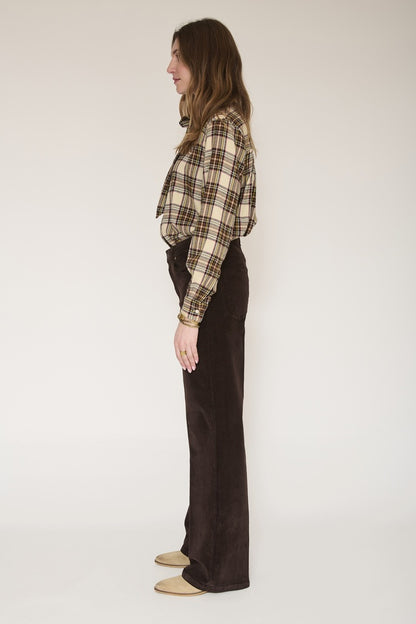 MKT Studio Jagger Velvet Straight Corduroy Pants in Brown