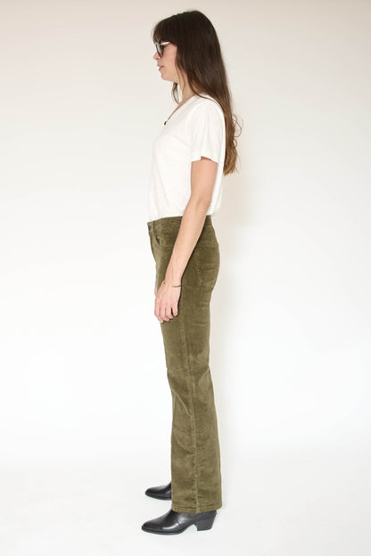 MKT Studio Jagger Velvet Straight Corduroy Pants in Khaki Green