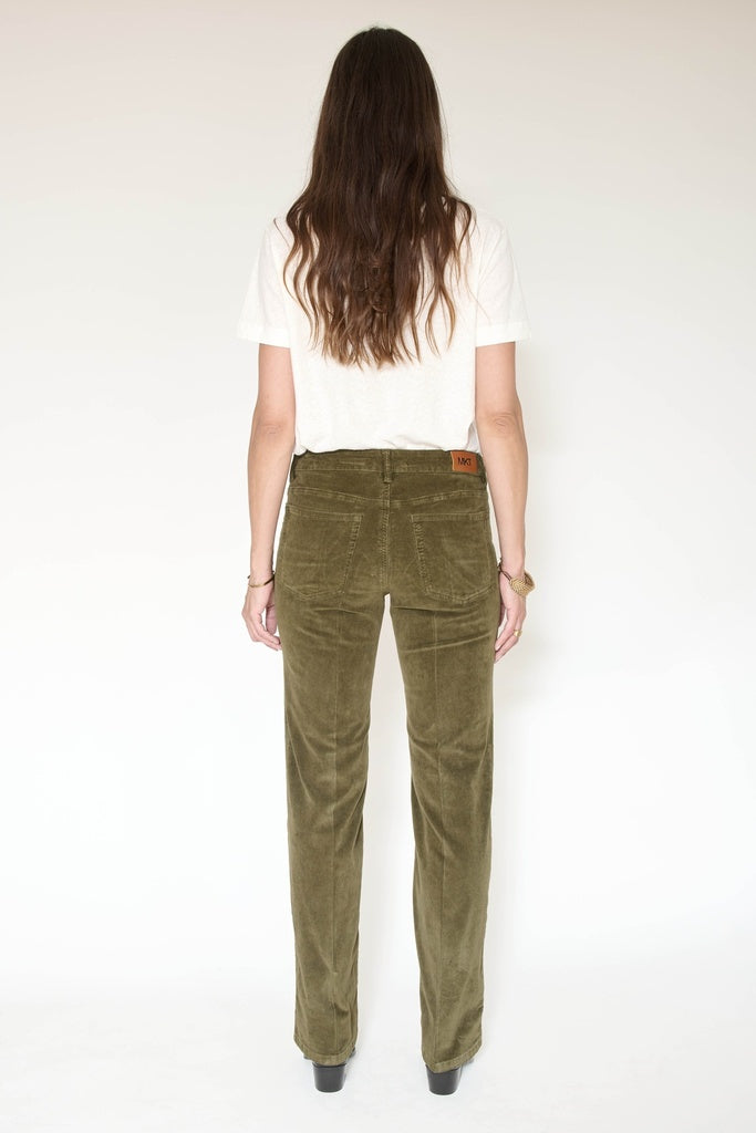 MKT Studio Jagger Velvet Straight Corduroy Pants in Khaki Green