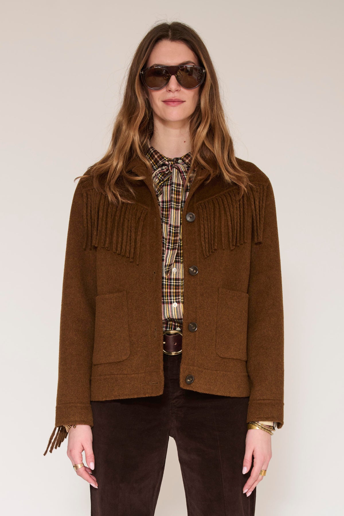 MKT Studio Wool-Blend Fringe Jacket in Camel