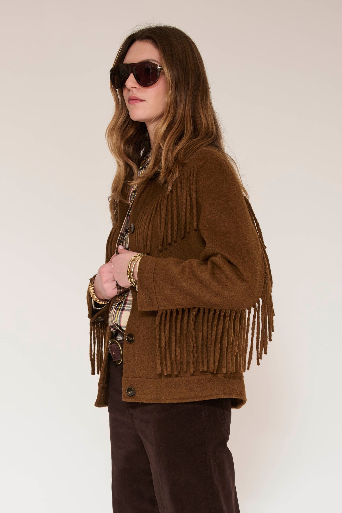 MKT Studio Wool-Blend Fringe Jacket in Camel