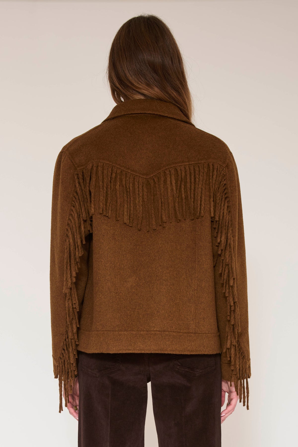 MKT Studio Wool-Blend Fringe Jacket in Camel