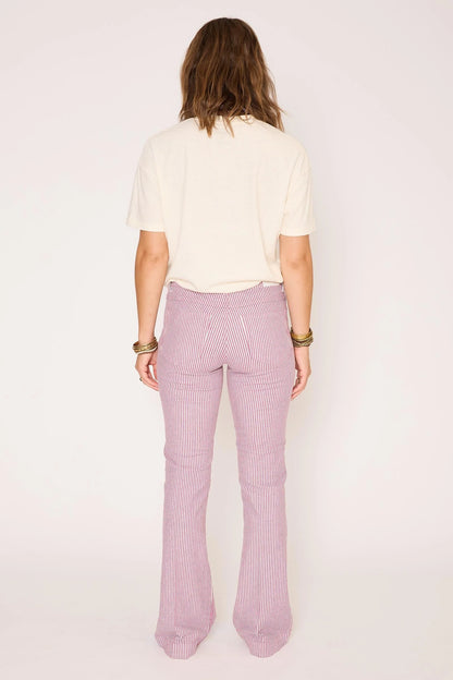 MKT Studio Diana Portofino Striped Flared Pants in Fuchsia Pink