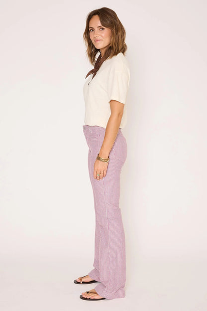 MKT Studio Diana Portofino Striped Flared Pants in Fuchsia Pink