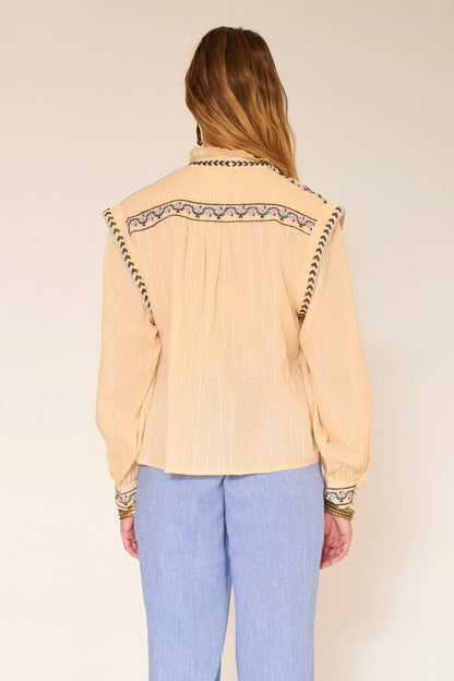Blouse with embroidery detail in Natural | MKT studio