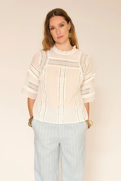 Short sleeve summer blouse in White | MKT studio