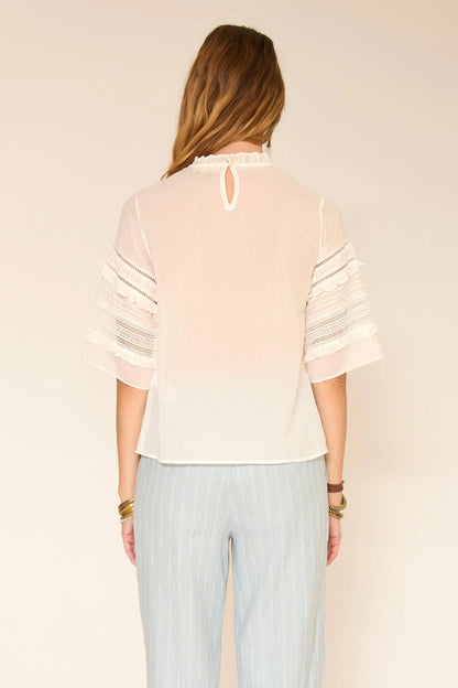 Short sleeve summer blouse in White | MKT studio