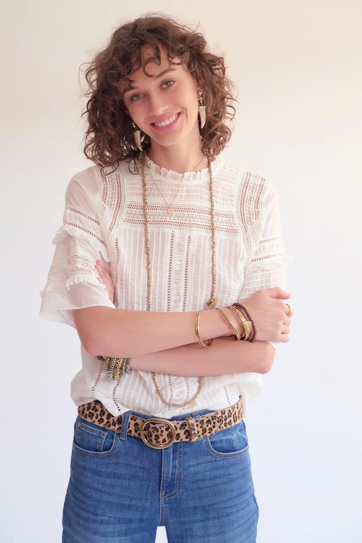 Short sleeve summer blouse in White | MKT studio