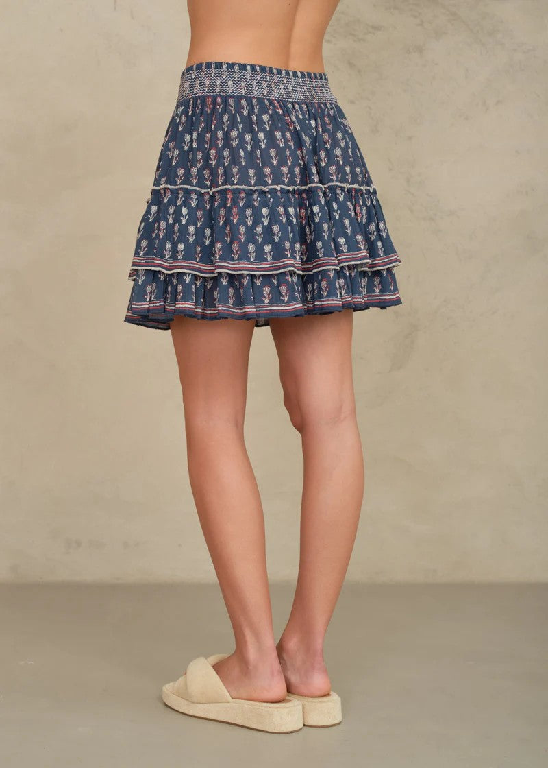 Summer skirt in tulip print in Navy | M.A.B.E.