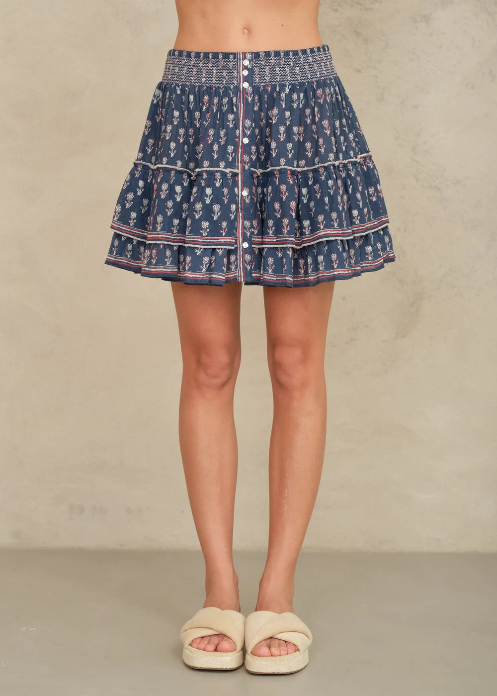 Summer skirt in tulip print in Navy | M.A.B.E.