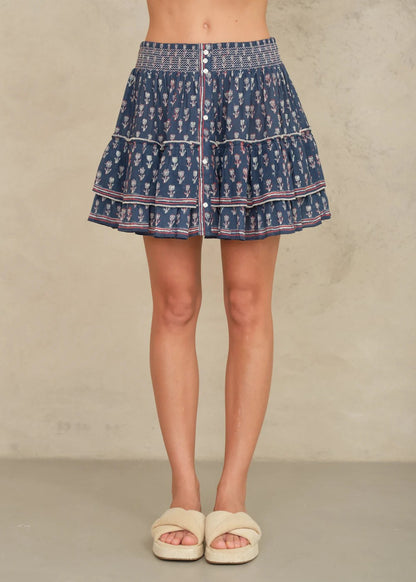 Summer skirt in tulip print in Navy | M.A.B.E.