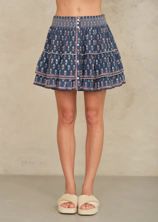Zomerrok met tulp dessin in Navy | M.A.B.E.