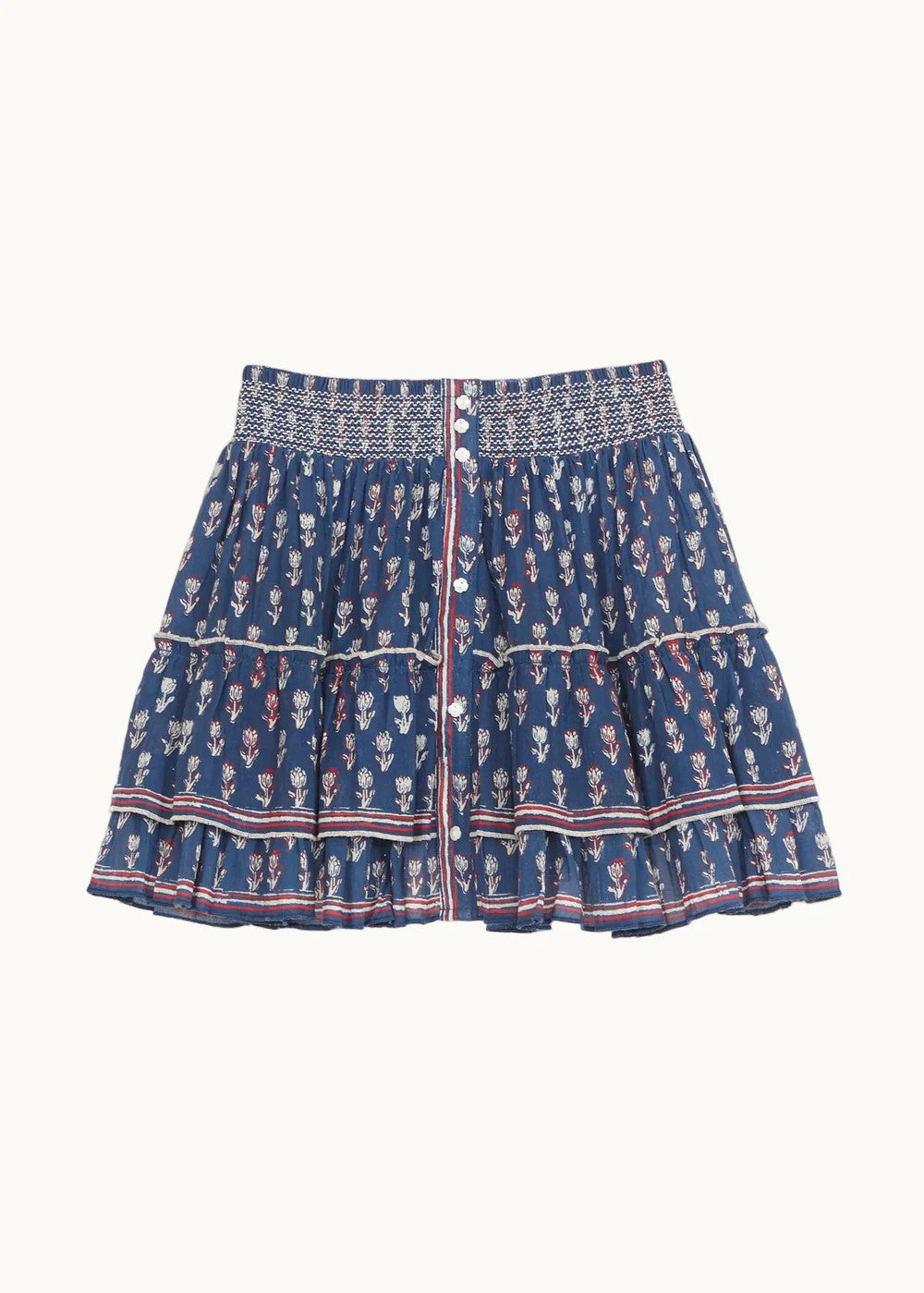 Summer skirt in tulip print in Navy | M.A.B.E.