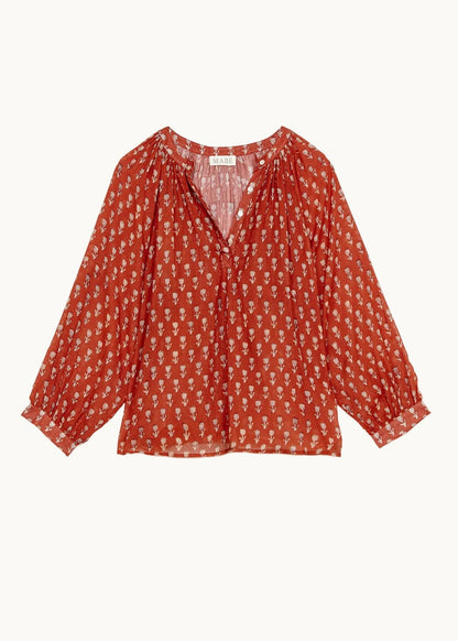 Summer blouse with floral print in Rust | M.A.B.E.