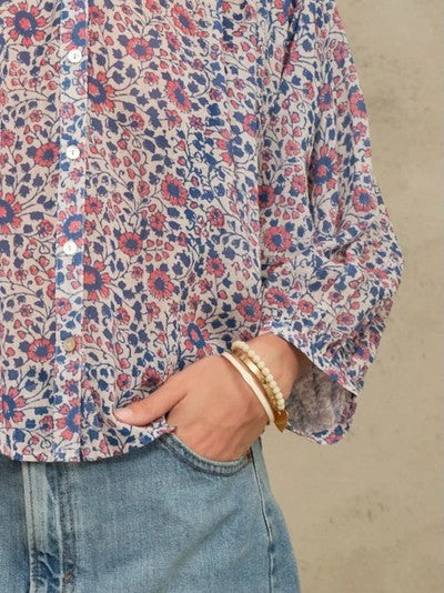 Blouse met bloemenprint in Blue| M.A.B.E.