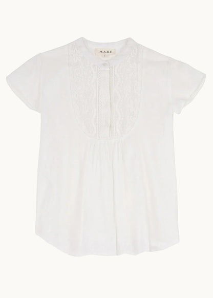 Short sleeve summer blouse in White | M.A.B.E.