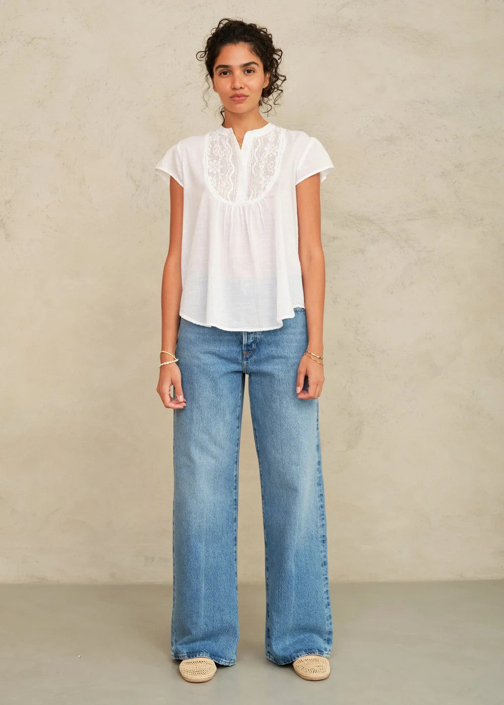 Short sleeve summer blouse in White | M.A.B.E.