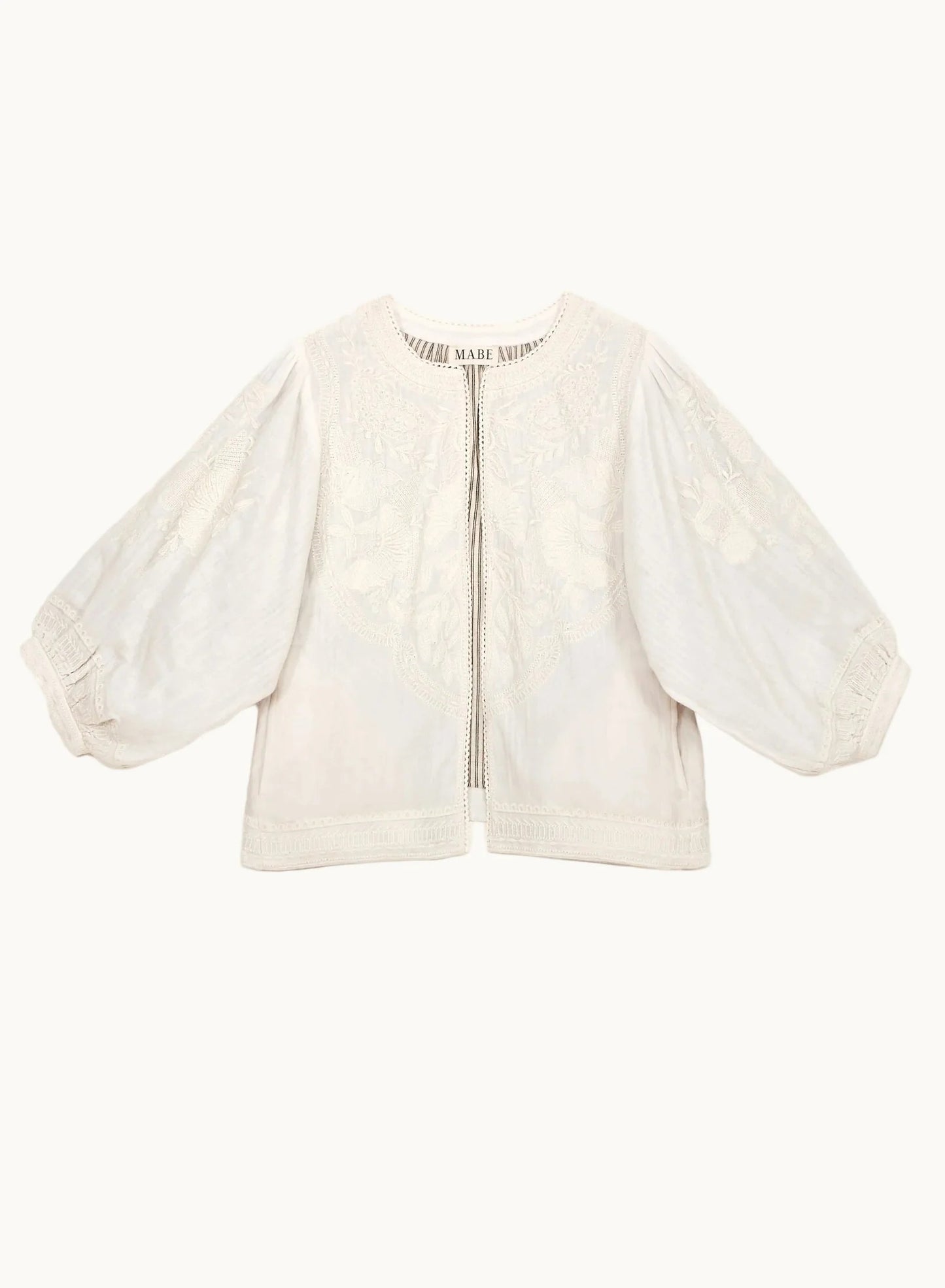 Jasje met bloemenborduursels in Off white | M.A.B.E.