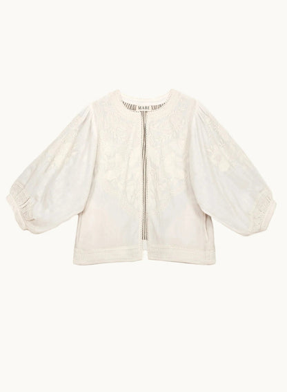 Jasje met bloemenborduursels in Off white | M.A.B.E.