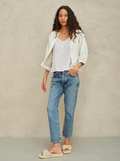 Jasje met bloemenborduursels in Off white | M.A.B.E.